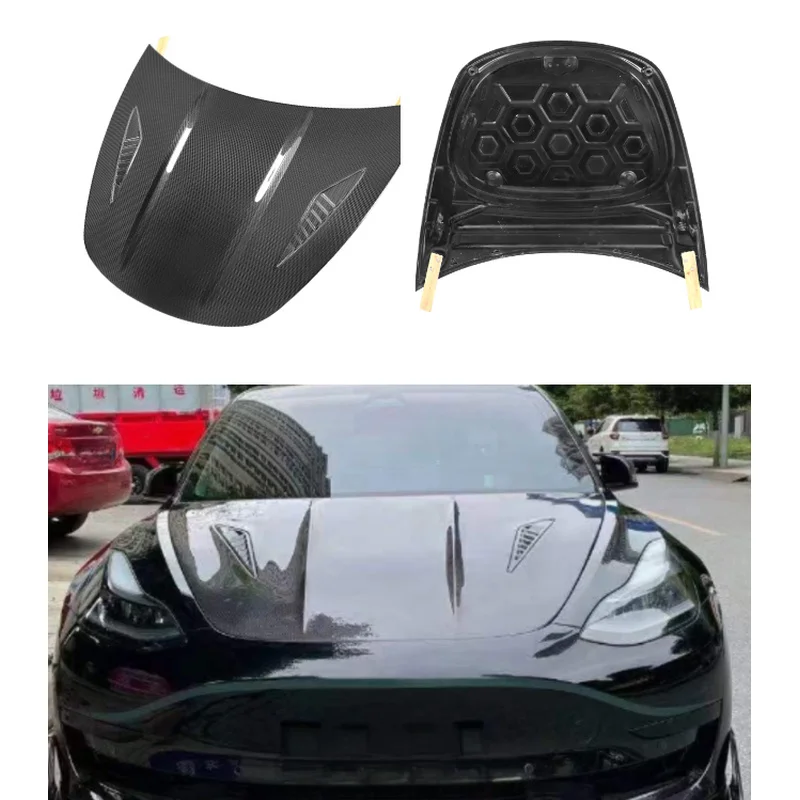 CMS Style Front Hood Engine Bonnet Model 3 2017+ Upgrade Dry Carbon