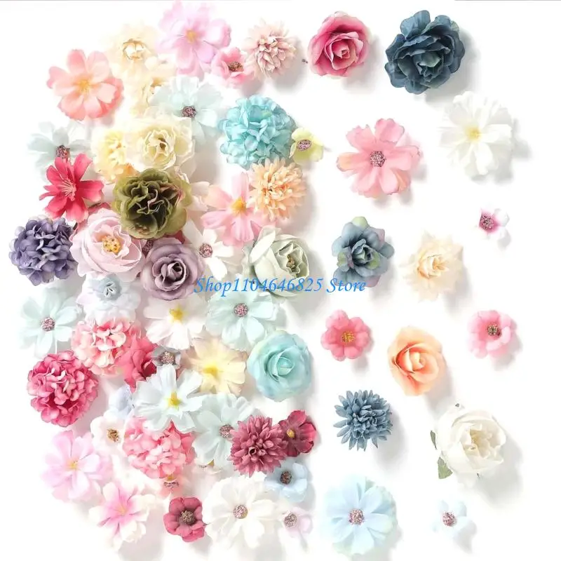 

80Pcs Artificial Flower Heads 25-43mm Realistic Flower Buds For Wedding Bouquets