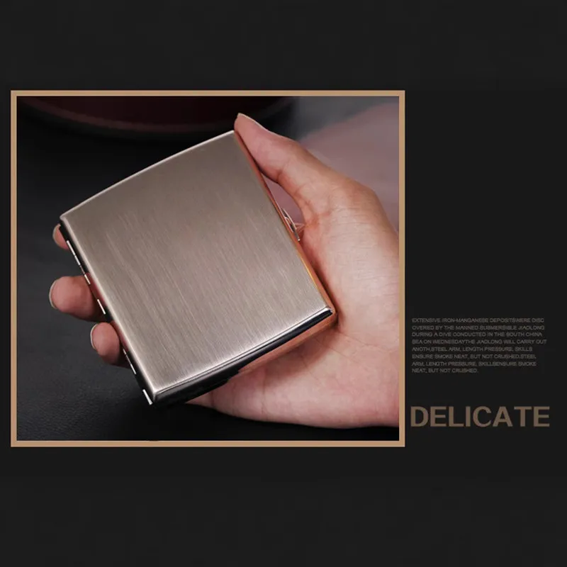 Dual Purpose Anti-pressure Stainless Steel Metal  Fine Cigarette Case Box Capacity of 20 Cigarettes Men Gift