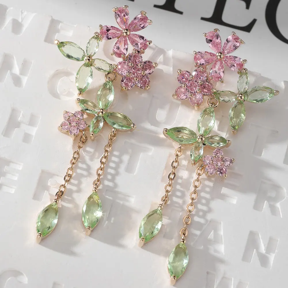 

Missvikki New Trendy Green Purple Clear CZ Earrings for Women Lady Anniversary Gift Jewelry Wholesale Valentine's Day