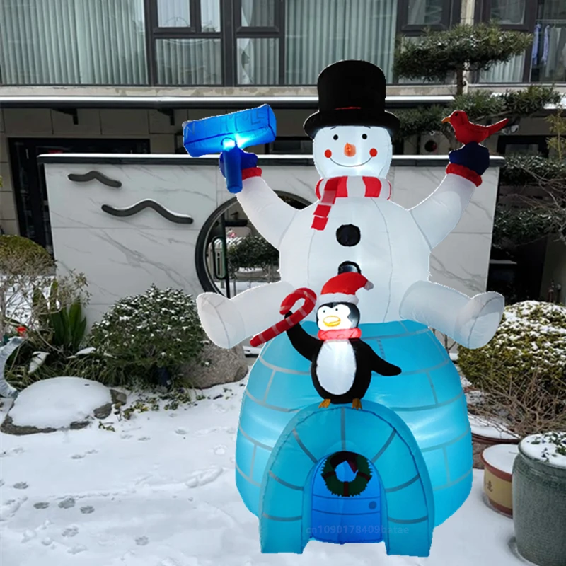 Bonhomme de neige gonflable avec lumières LED intégrées, Ecolsitting sur la maison de neige, décoration intérieure et extérieure de Noël, 1.8m