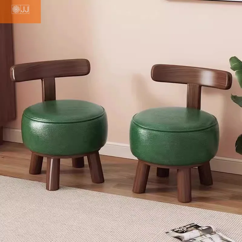 

Solid wood small stool backrest small chair household small bench living room bench simple low stool round stool door shoe
