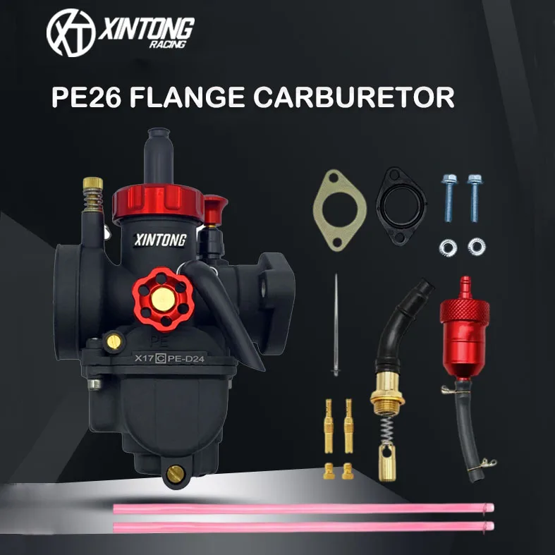 

Карбюратор XINTONG 2T 4T PE26, фланец, гоночные детали мотоцикла для HONDA YAMAHA KAWASAKI Dirt Bike ATV, двигатель 150cc до 200cc