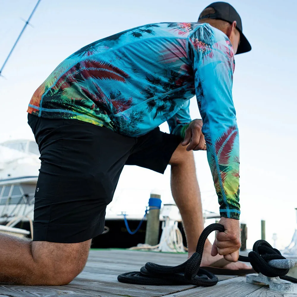 قميص صيد رجالي بأكمام طويلة مقنع ، حماية من أشعة الشمس ، جيد التهوية ، سريع الجفاف ، تيشيرتات حماية من الشمس ، خارجي ، صيفي