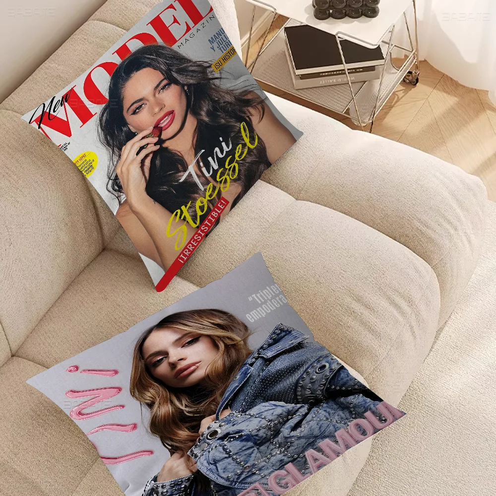 Argentine Actress T-Tini S-Stoessel Pillow Anime Pillow Sofa Bed Head Pillow Cover Cushion Cover 45x45 cm Fashion