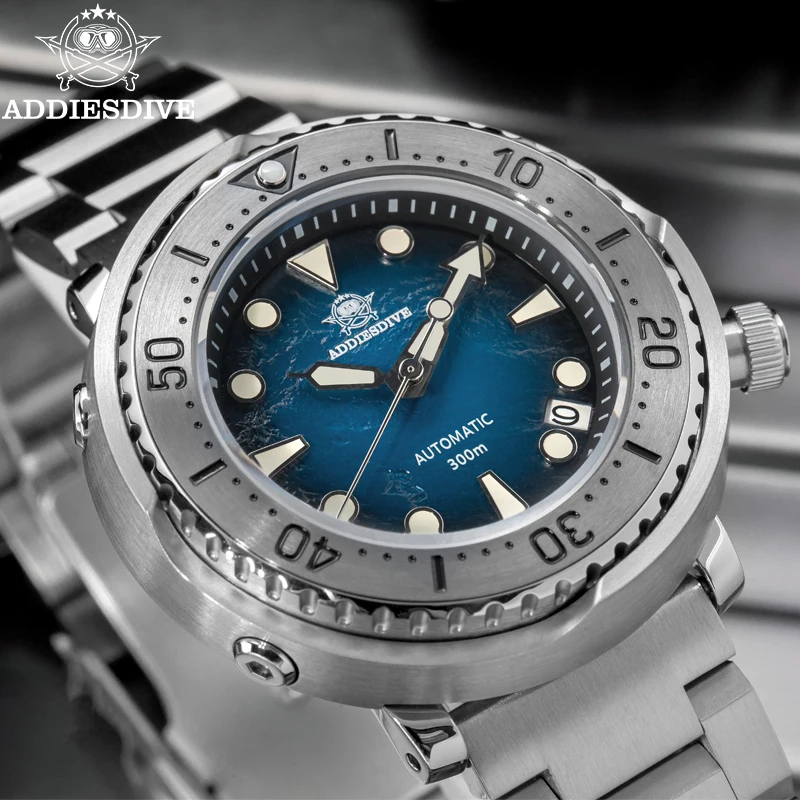 ADDIESDIVE Diver Watch New 39mm Japan NH35 Deep Sea 3D Dial Automatic Men Watches Mechanical Sapphire Waterproof 300m Luminous