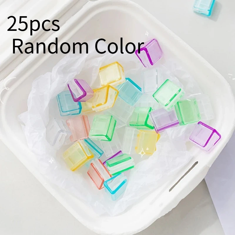 25pcs Random Color Staples Paperclip Mini Color Paper Clip Candy Transparent Metal Documents
