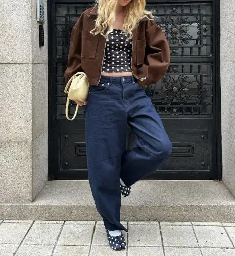 Fashion Women's Clothing Autumn and Winter New Long Sleeved Suede Jacket Brown 2025 New Small Suit Zipper Top Jacket