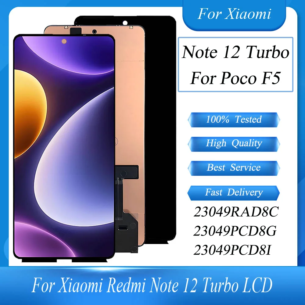 

6,67 "для Xiaomi Redmi Note 12 Turbo ЖК-дисплей с цифровым преобразователем сенсорного экрана в сборе для Xiaomi POCO F5, запасная часть ЖК-экрана