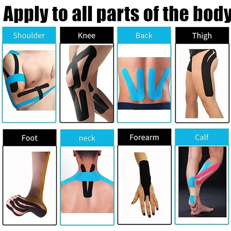 10 cm * 5 m Kinesiologie-Sportband, wasserdichte elastische Baumwollbänder für Muskelunterstützung, Erholungspflege, Physio, 4 Zoll * 16,5 Fuß – Detail 8
