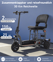 Foldable three-wheeled electric scooter with seat, city bike, with basket, 500W high-power motor