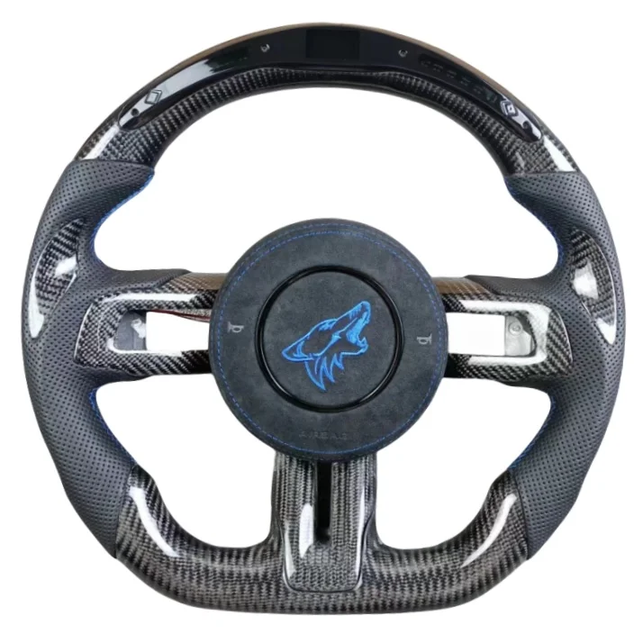 LED shift light racing car real carbon fiber steering wheel for Ford Mustang GT 2015 2016 2017