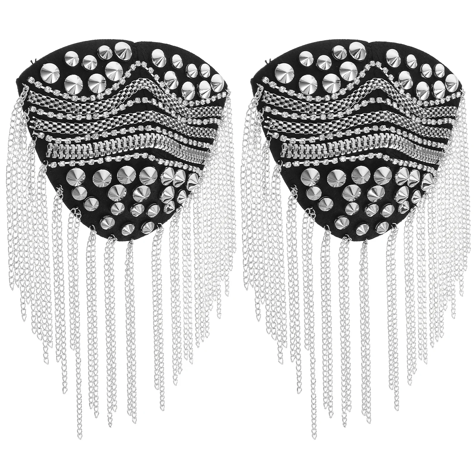 1 Para Retro Ozdób na Ramiona w Stylu Księcia z Frędzlami i Nitami, Męskie Ozdoby na Ramiona, Modne Srebrne Elementy do Noszenia, Rękodzieło do Szycia