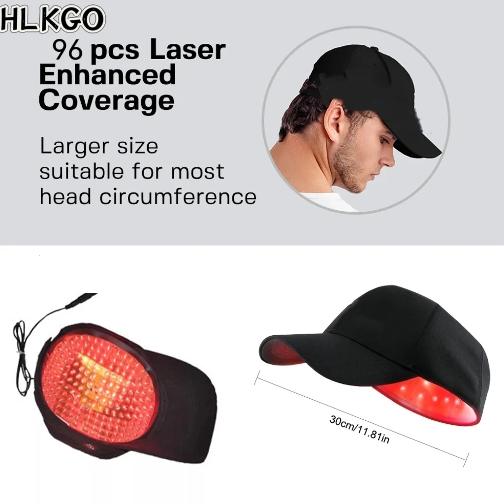 

Шапка для светотерапии HLKGO с красным светом - лазерный шлем для роста волос 650 нм, для лечения андрогенной и послеродовой выпадения волос.