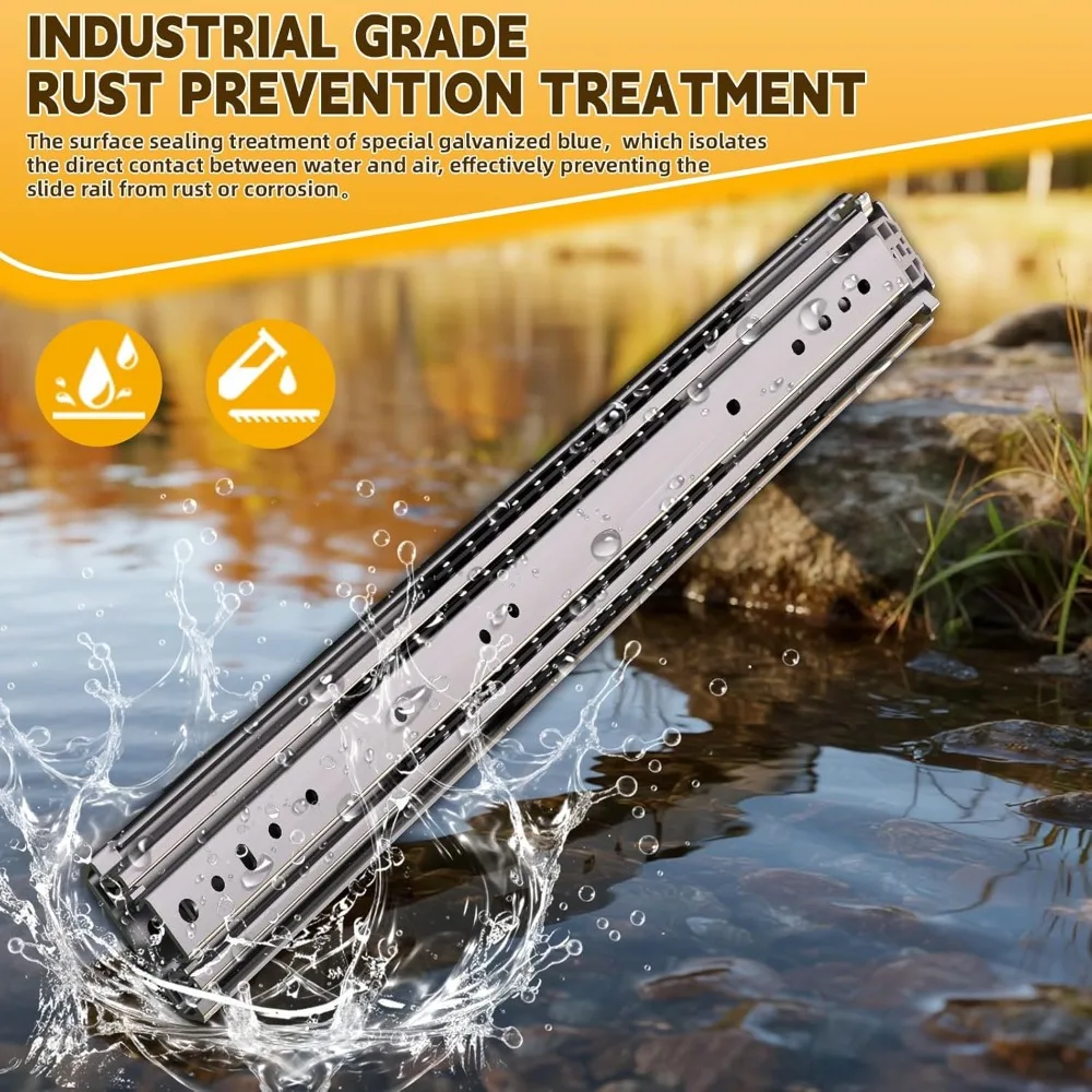

Heavy Duty Drawer Slides 500 Lbs Ball Bearing Full Extension Side Mount Tool Box Runner Industrial Rail with M6 Screws 12 to