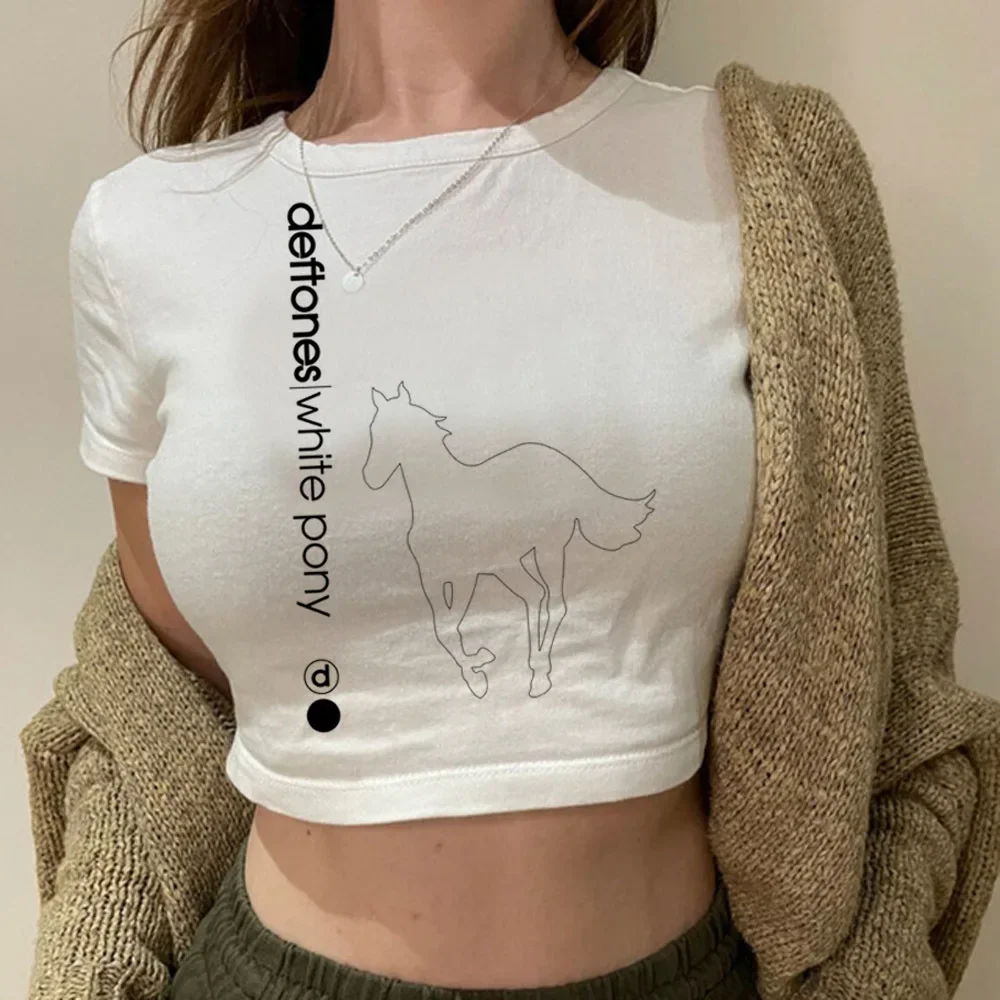 Deftones crop top gyaru Grunge estética vintage harajuku babydoll gótico y2k mujer camisetas #6