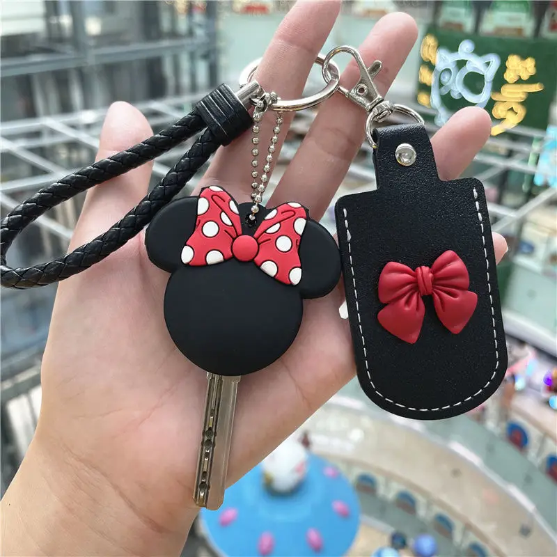 

Disney Minnie Mouse Access Control Card Holder Key Cover Cartoon Anime Circular Rectangle Keychain Accessories Backpack Pendant