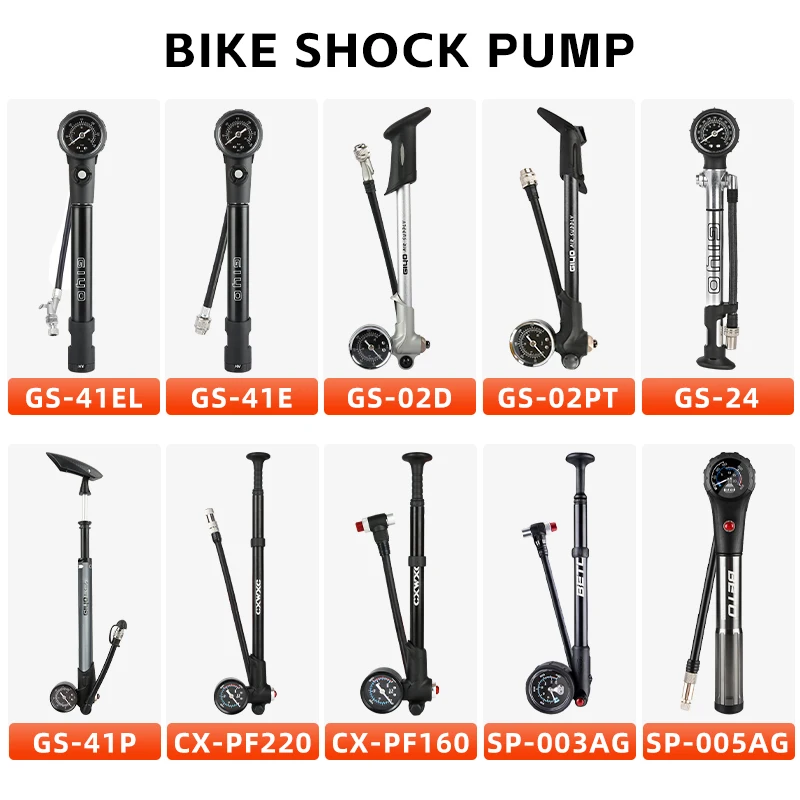 300/600psi High Pressure Bicycle Air Shock Pump for Fork / Rear Suspension Aluninum Alloy MTB Road Bike Pump with Big Gauge