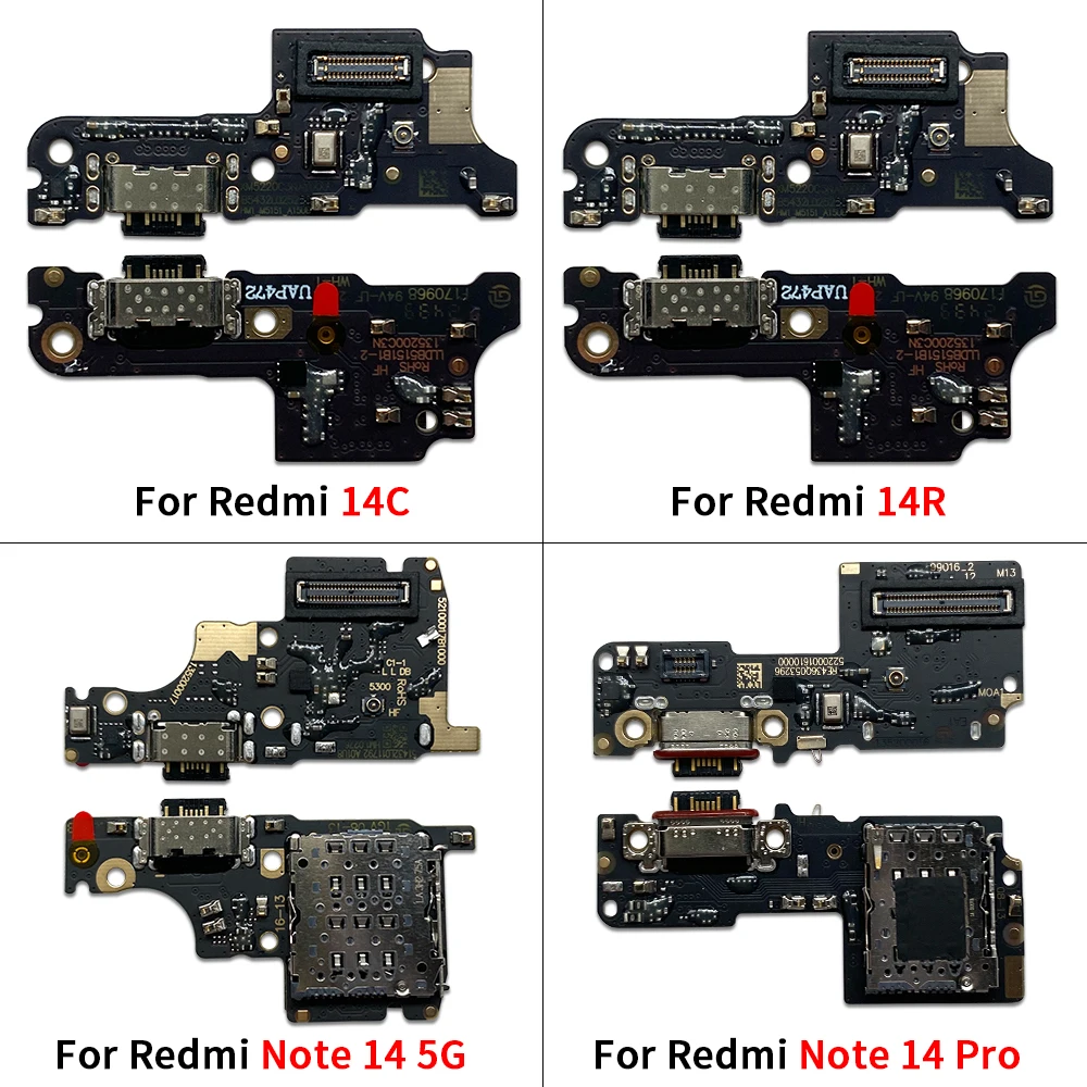 10Pcs For Xiaomi Redmi 14C Note 14 5G Note 14 Pro 14 Pro Plus USB Charging Port Mic Microphone Dock Connector Board Flex Cable