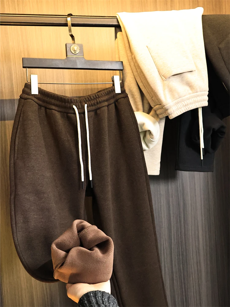 

Faionable прямые мужские повседневные брюки из смеси шерсти Cosite Fce однотонные осенне-зимние длинные брюки Thiened