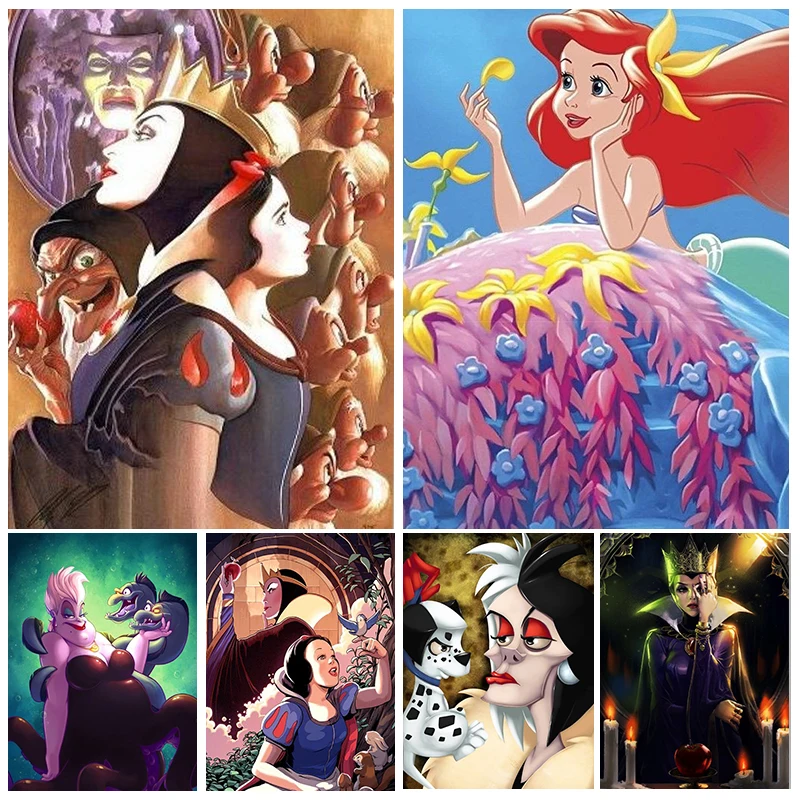 

Diamond Painting Disney 5D Mermaid Snow White Diamond Embroidery Full Drill Cartoon Character Mosaic Picture DIY Home Decor