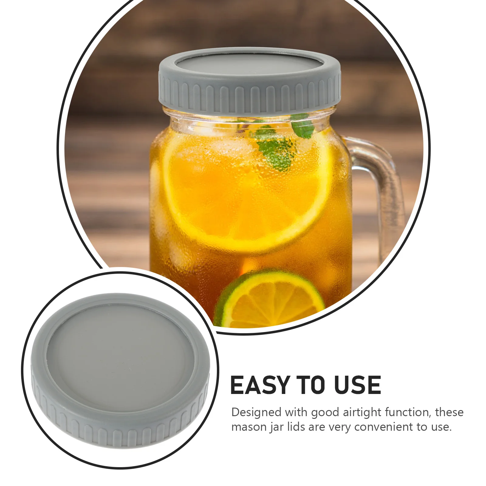 

86 Wide Mouth Silicone Mason Jar Lids Reusable Leak Proof Covers Kitchen Bottle Gray Premium Airtight Fits Canning Jars