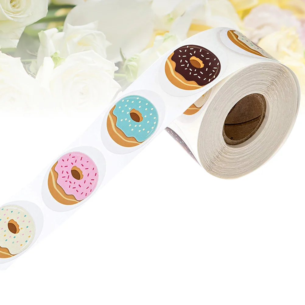 

Sealer Donut Stickers for Kids Baking Packaging Label Wrapping Gift Self-adhesive DIY Sealing Applique