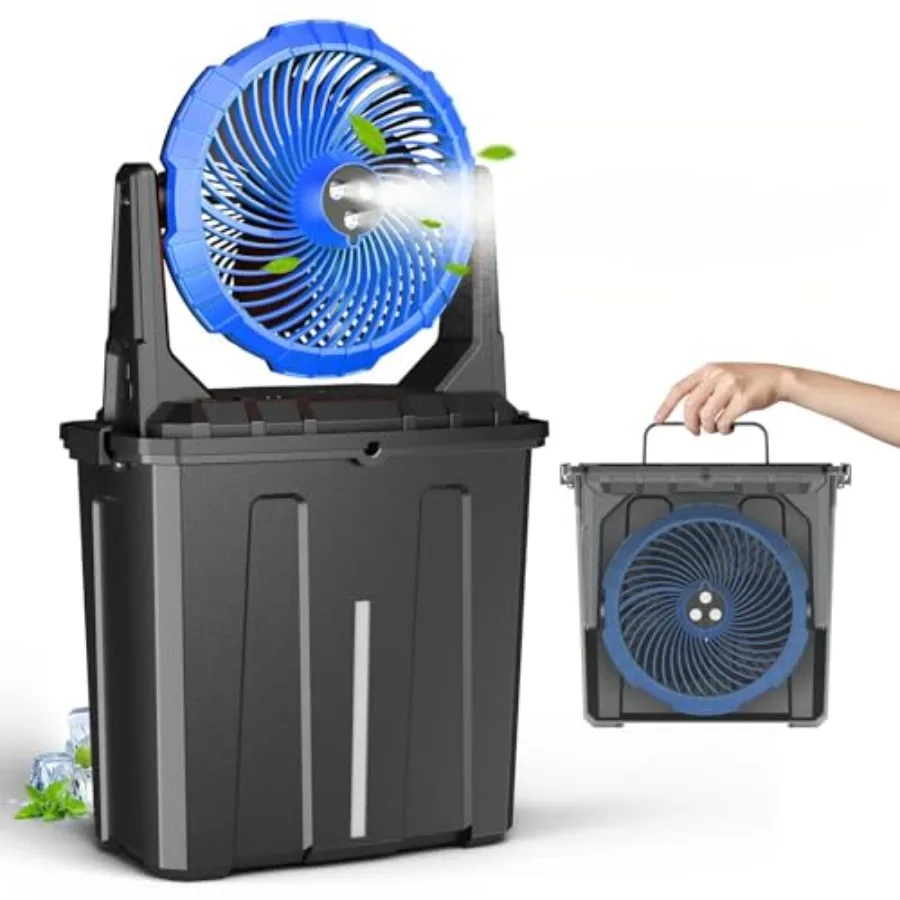 

9L 10 Portable Misting Fan for Outside Patio, [Max 55H Runtime] 20000mAh Rechargeable Battery Operated Fan for Outdoor, Camping