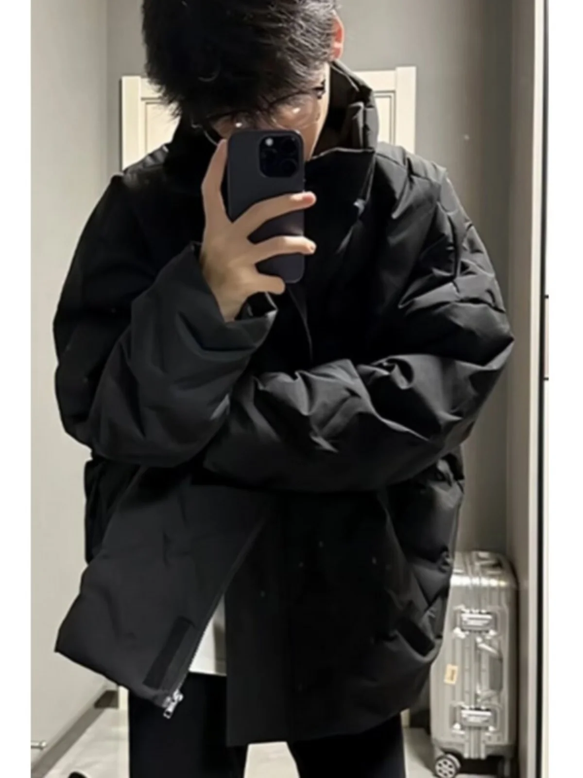 

Black Diamond Pattern Cotton Jacket Men's Winter American Retro Stand Collar Bread Style Lightweight Cotton Clothes