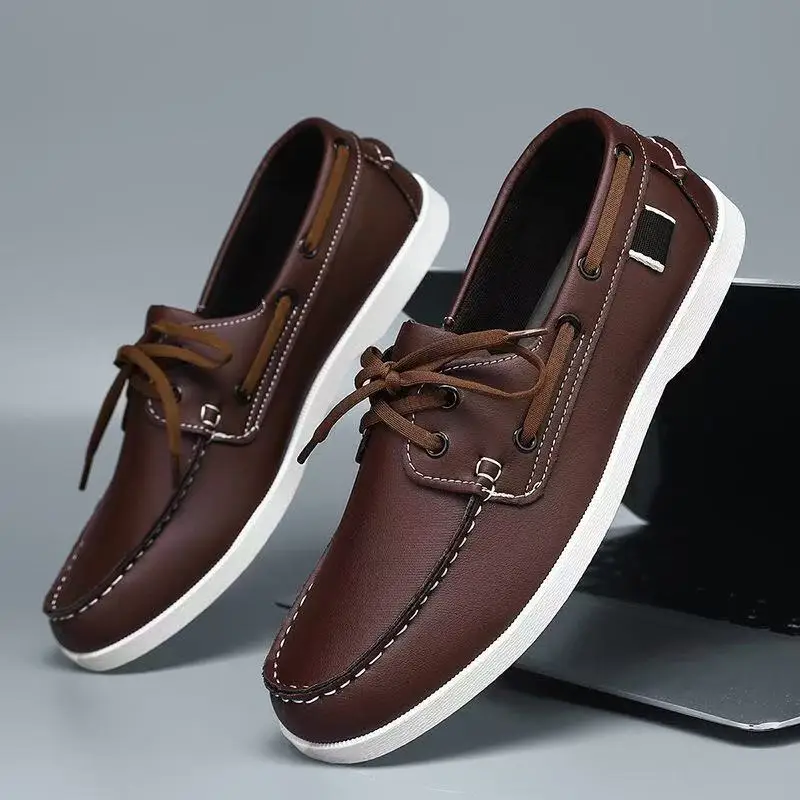 Men's soft soled soft top lightweight board shoes, low cut lace up casual shoes, men's shoes, driving shoes, comfortable shoes