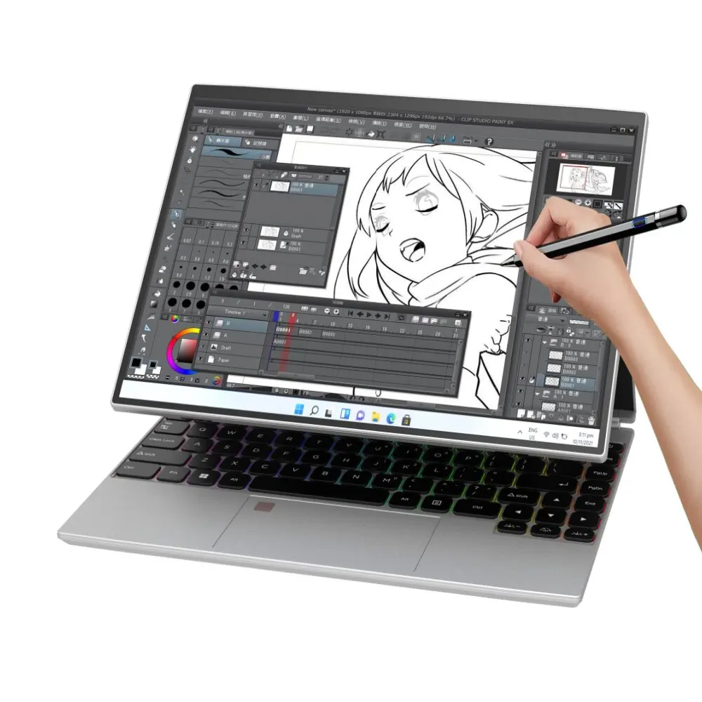 14 Inch 2K HD Touchscreen 4-in-1 Convertible Laptop Tablet, Ultra Slim Notebook for Office, Design & Gaming