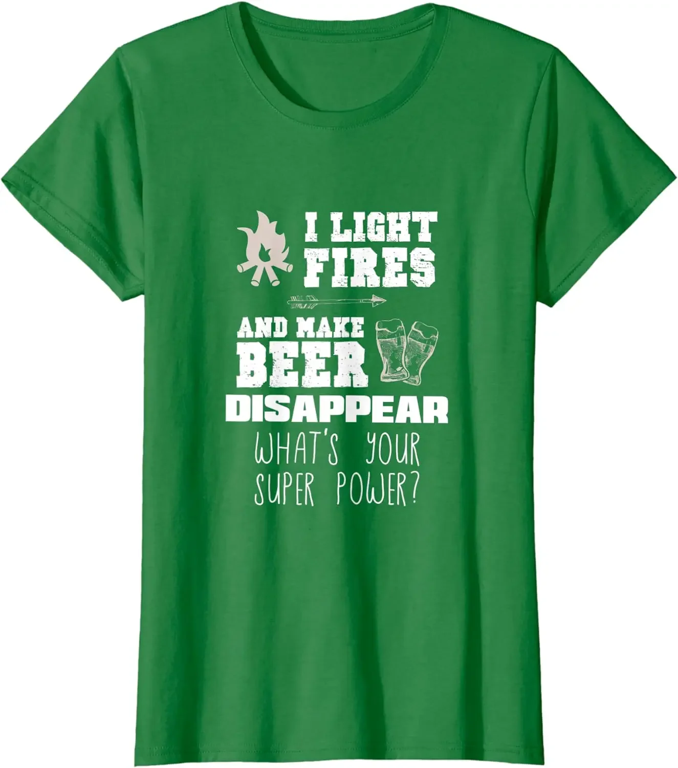 Funny Camping Gift I Light Fires Make Beer Disappear Shirt for Men Women Boys Girls Family T Shirts Casual Cotton Four Seasons