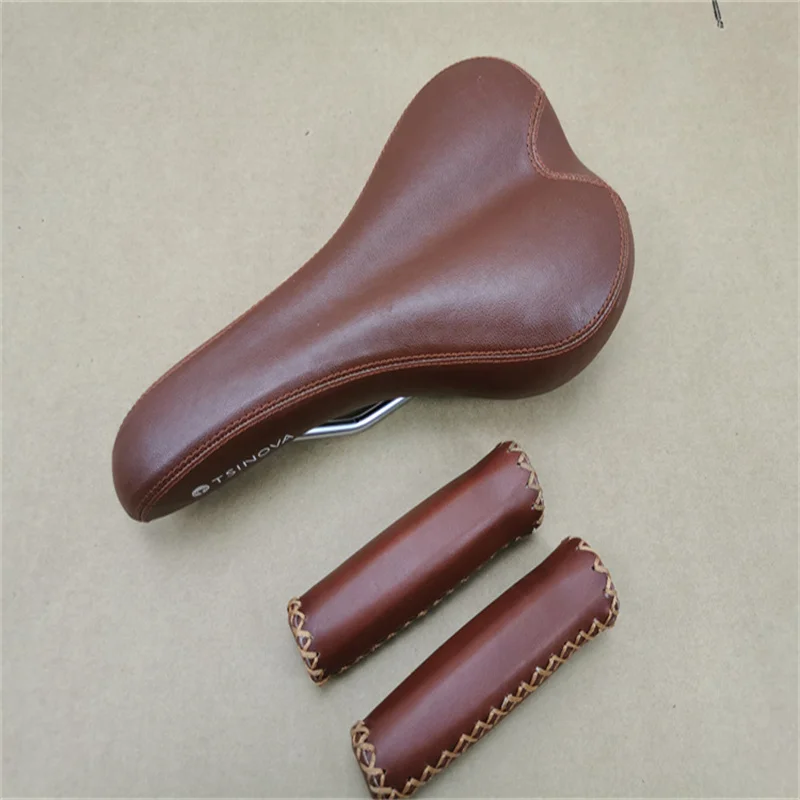 Mountain Bike Seat Cushion, Folding Car Saddle Cushion, Enlarged Thickened, Comfortable, Retro Brown Seat Cushion