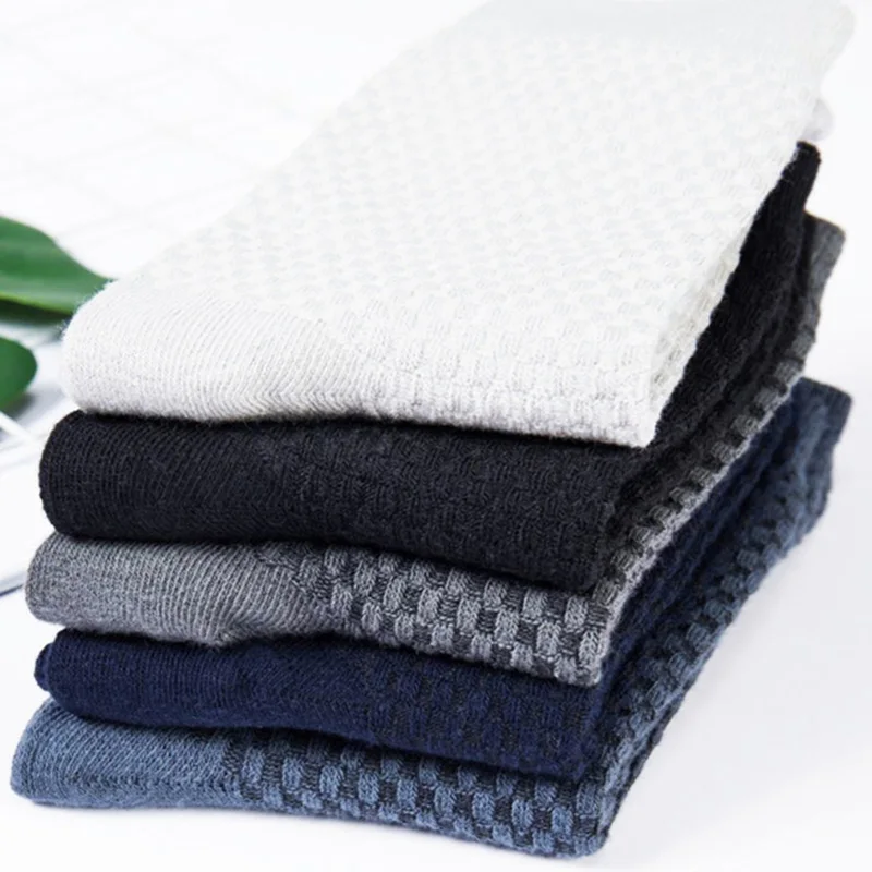 Mens 3 Pairs Bamboo Charcoal Fiber Deodorant Socks Large Size43-48 Spring Autumn Middle Tube Casual Business Sock Men Calcetines