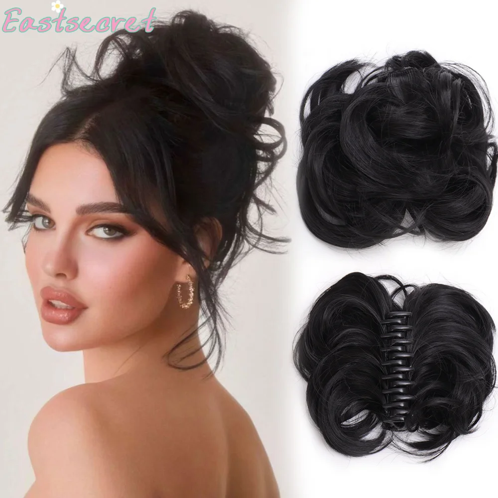 

EAST Synthetic Chignon Messy Bun Claw Clip in Hair Piece Wavy Curly Hair Bun Ponytail Extensions Scrunchie for Women
