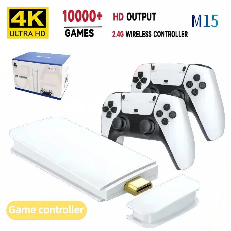 2026 New M15 Game Mini TV Handheld Game Console Wireless Gamepads Video Game 64G 20000+ Retro Game HD Output Two-player ﻿