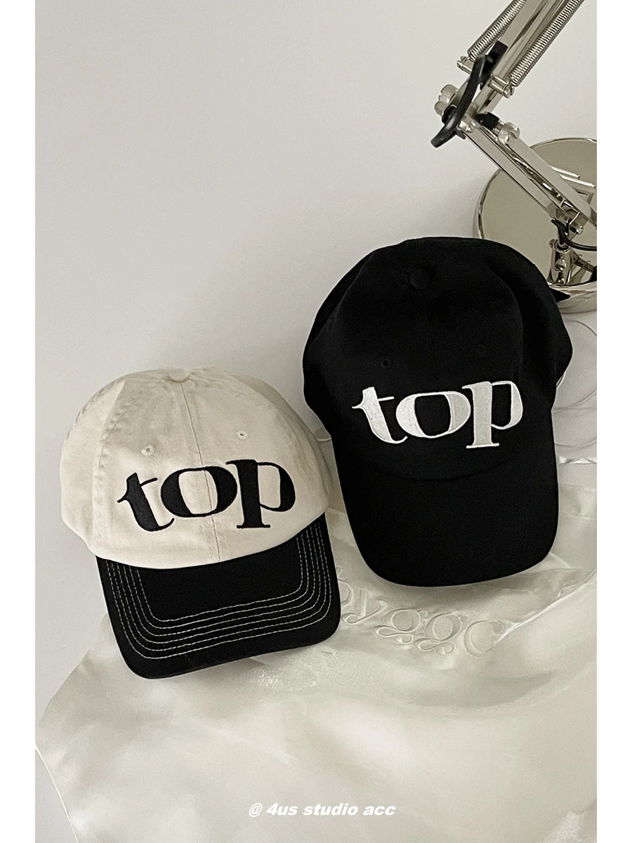 

Same Style Color Matching Letters Embroidered Baseball Cap for Women Spring and Summer Big Head Circumference Soft Peaked Cap