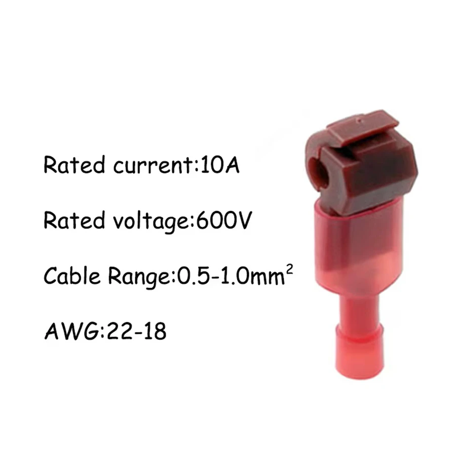 10/20/40/50Pcs T-type Wire Connector Quick Electrical Terminal Crimp Non Destructive Without Breaking Line AWG 22-18