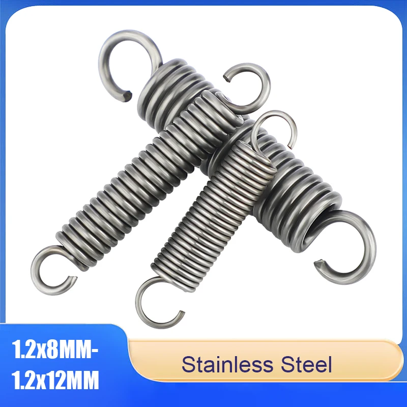 

Stainless Steel S-Hooks Wire Diameter 1.2x8/9/10/12mm Cylindrical Helical Rebound Tension Spring Wire Length 30-300mm