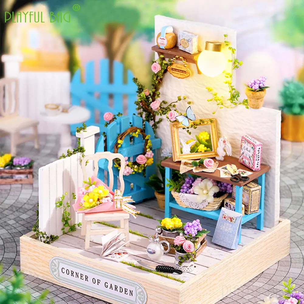 Fai da te Cottage miniatura paesaggio casa giardino Studio modello Building Block assemblaggio Puzzle giocattoli regali creativi per bambini UG350