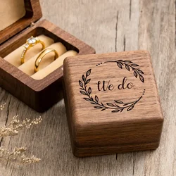 We Do Engraved Wooden Ring Bearer Box For 2 Rings For Wedding Engagement Proposal, Elegant Upscale Ring Jewelry Box -Jewelry Mak