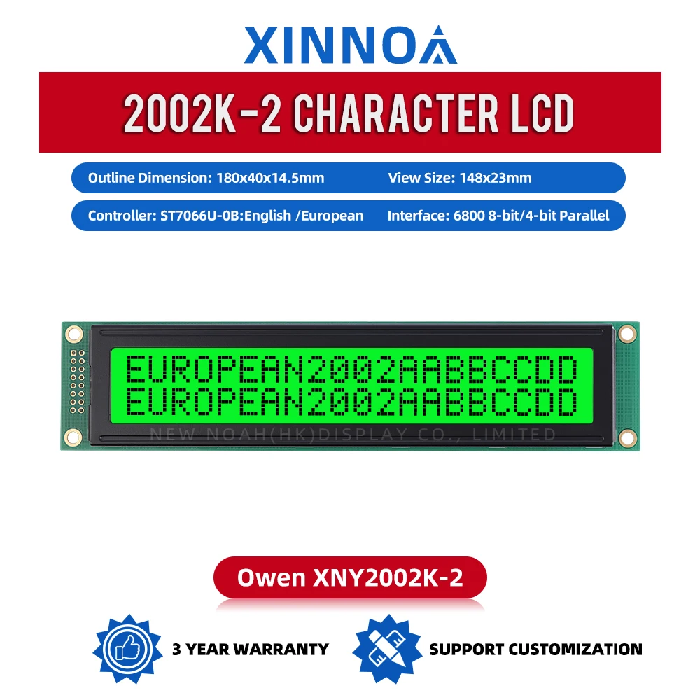 European Green Light Black Letters 2002K-2 LCD Display Module 2X20 5V /3.3V Optional ST7066U Font Screen Character LCD Display