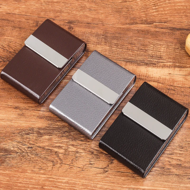 7-Pack PU Leather Cigarette Case for Men, Coarse Cigarette Storage Box with Magnetic Buckle Flip Cover Portable Personality