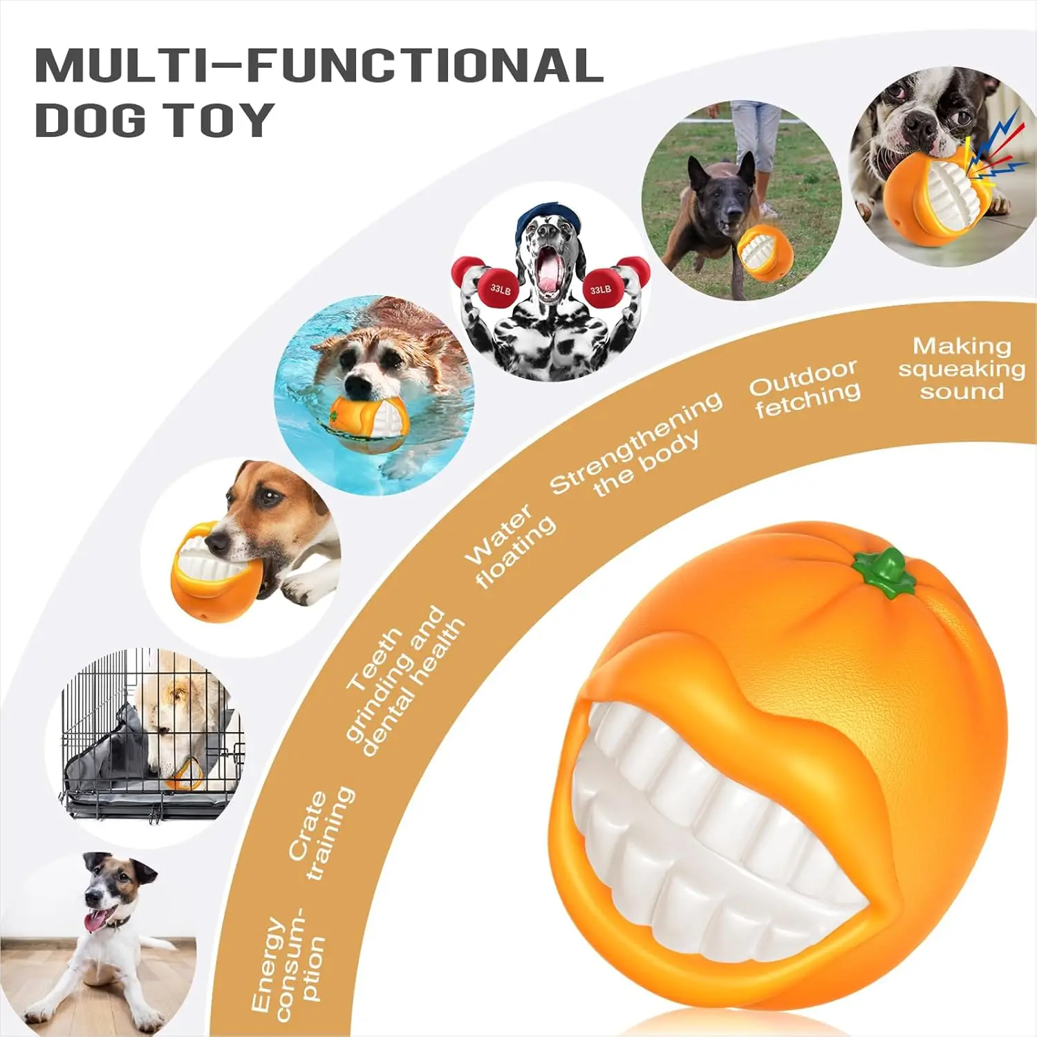 Exotic Orange Pet Interactive Toy Ball Sound Sports Toy Training Dog Outdoor Interactive Teeth Cleaning Pet Chewing Training Toy