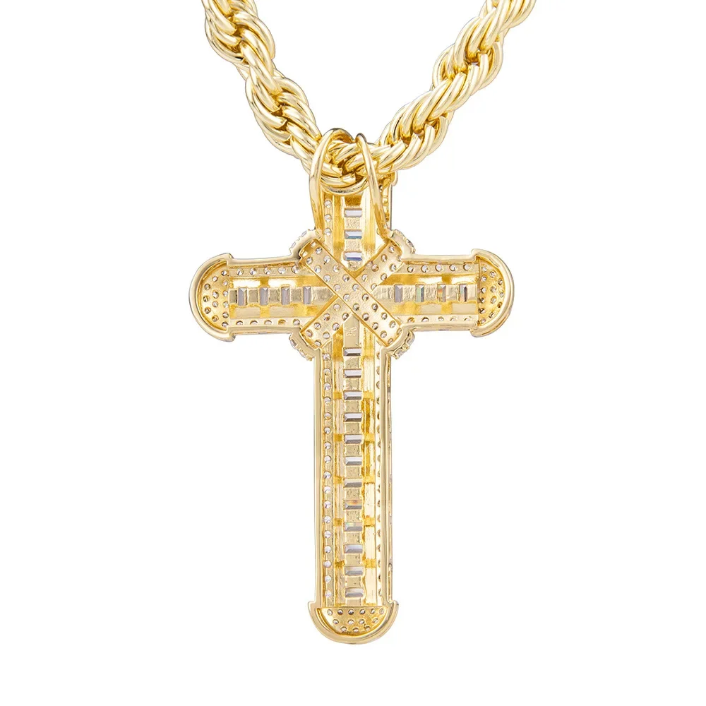 Silver Cubic Zirconia Cross Pendant Cross Pendant Men's and Women's Hip Hop Necklace Gold Plated Zircon Necklace Fashion
