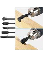 5pc Silver Woodworking Wolf Tooth Stick Rotary File DIY Grinding Tool Accessories Set Electric Grinding Head Tools