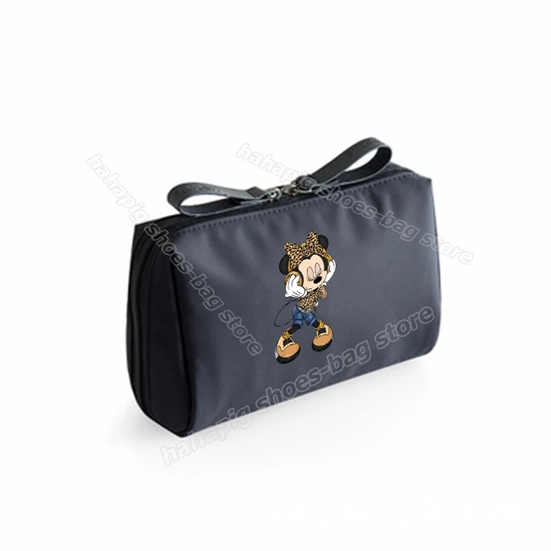 Borsa per il trucco del Mouse Minnie per le donne borsa per cosmetici portatile con stampa leopardata borsa per il trucco piccola borsa per il