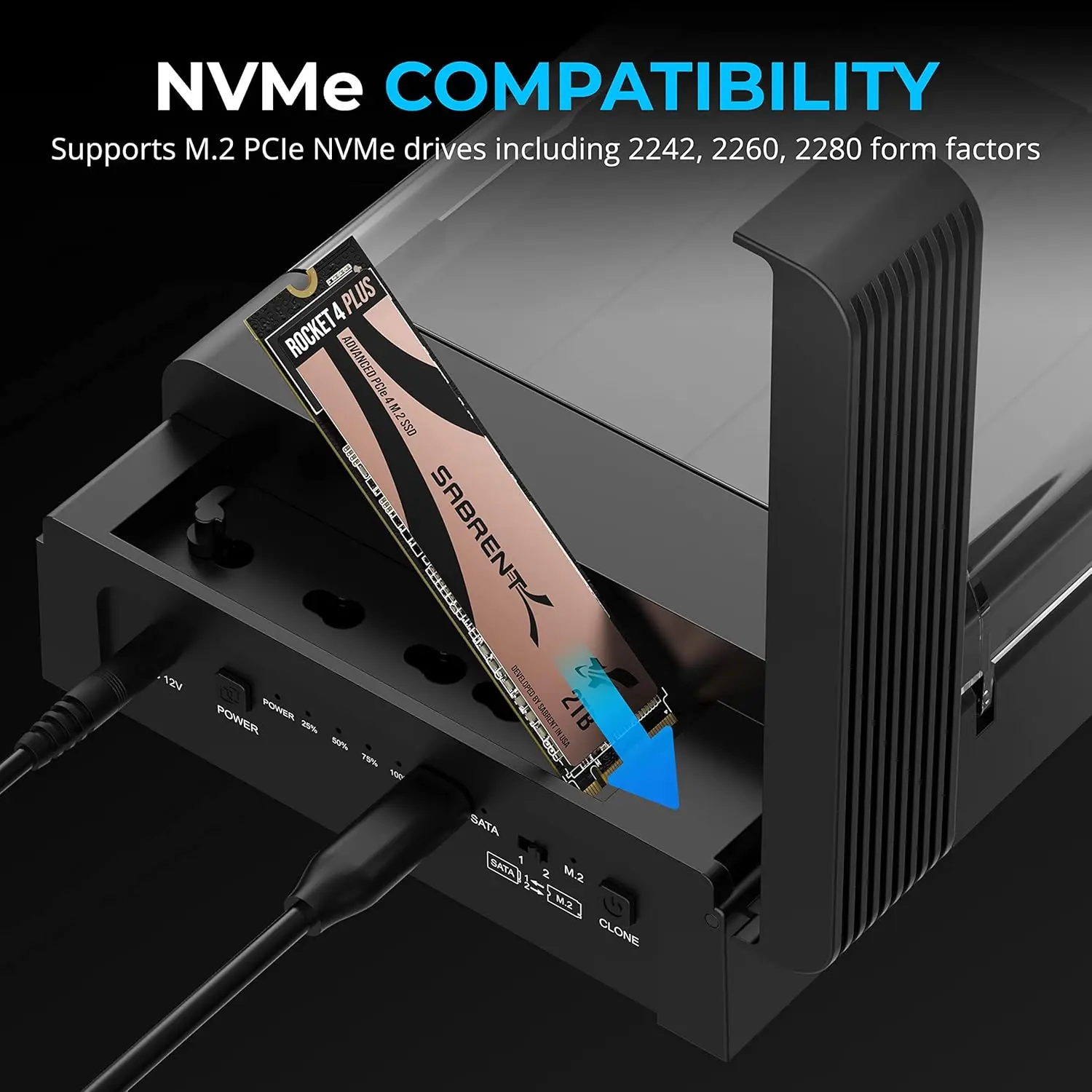 USB-C Docking Station with NVMe & SATA SSD/HDD Support, 10Gbps Speed, Tool-Free Design, Offline Clone for Windows/Mac/Linux