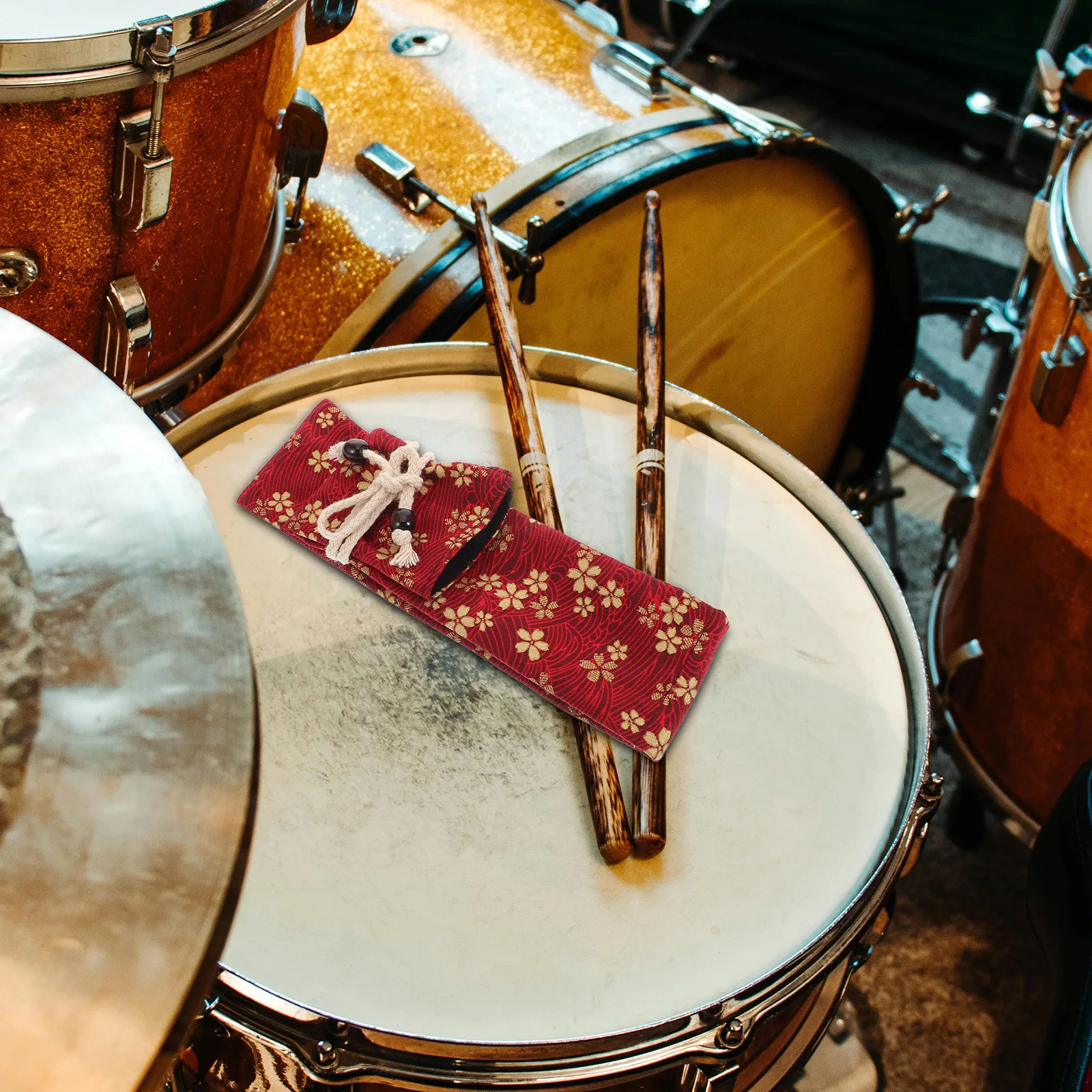 

Drumstick Bag: Double-Layer Floral Storage Case For Percussion Sticks Portable Organizer Travel Outdoor Music Instrument