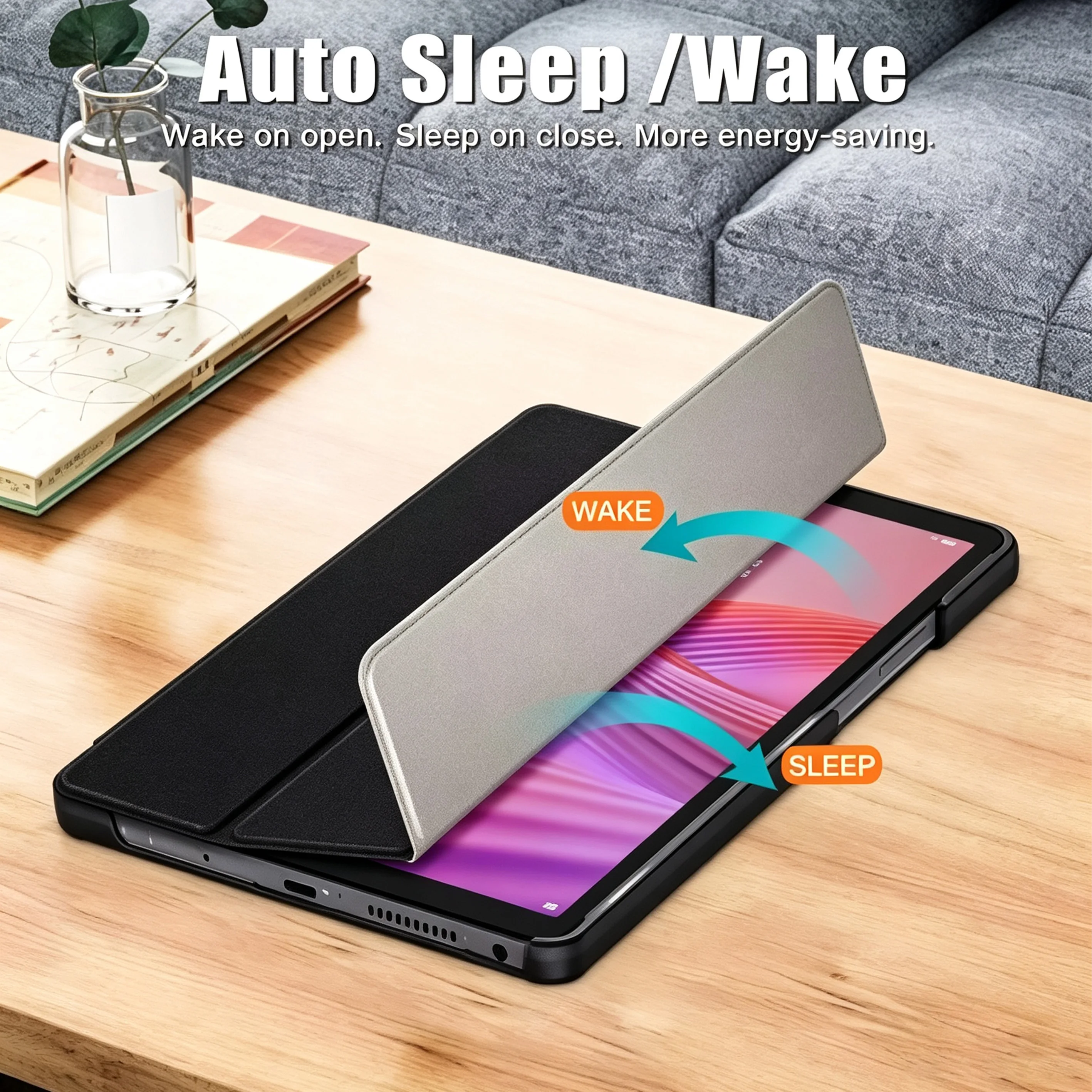 Case For Lenovo Tab One 8.7 Inch/Lenovo Tab K9 Protective Case PU Leather Material Shockproof Kickstand Function High Quality